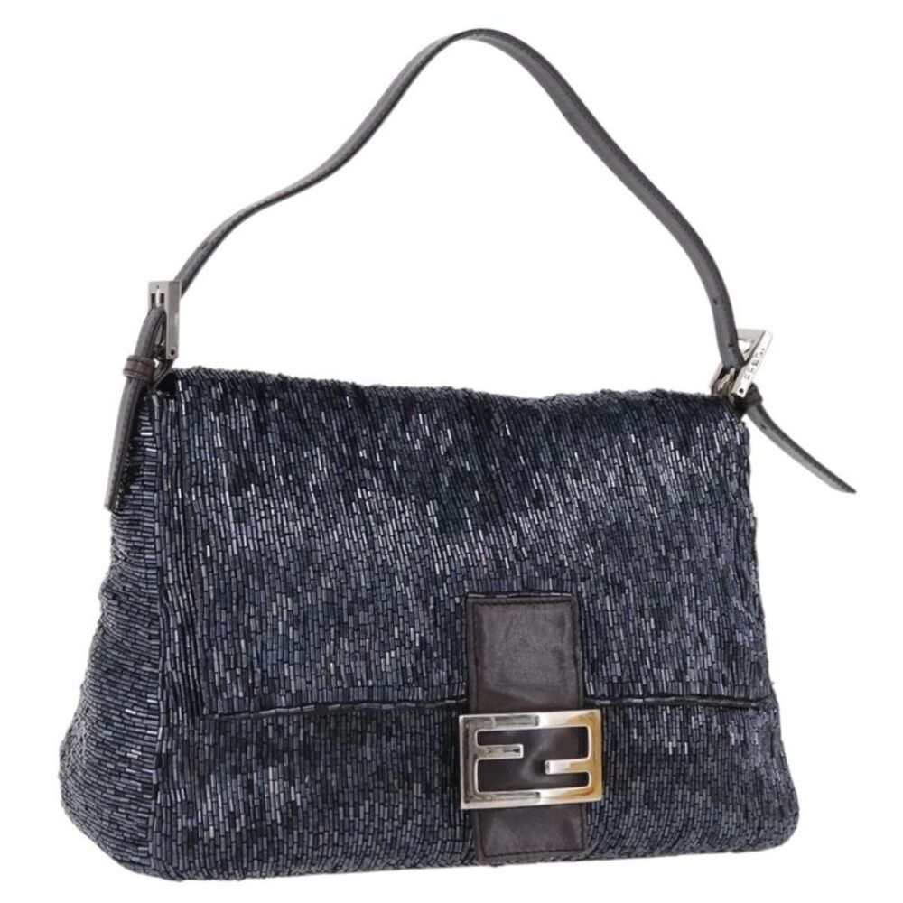Fendi Baguette Sequins Navy Beads Handbag